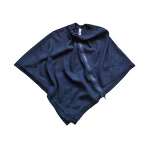 Lululemon On The Go Poncho Merino Wool Zip Up Navy Blue Pullover Sweater sz OS